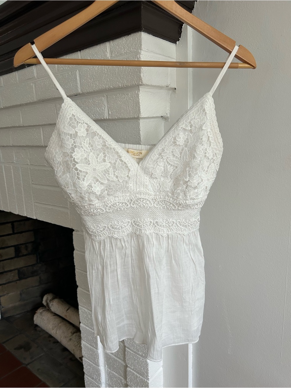 White Lace-Detail Spaghetti-Strap Camisole